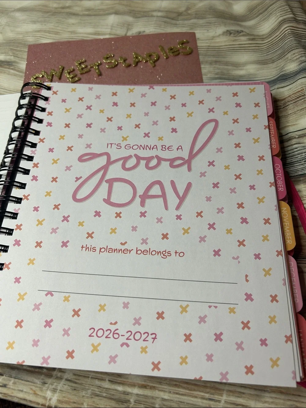 2027 17-Month Planner Spiral Notebook - Black Camouflage Pink Camo
